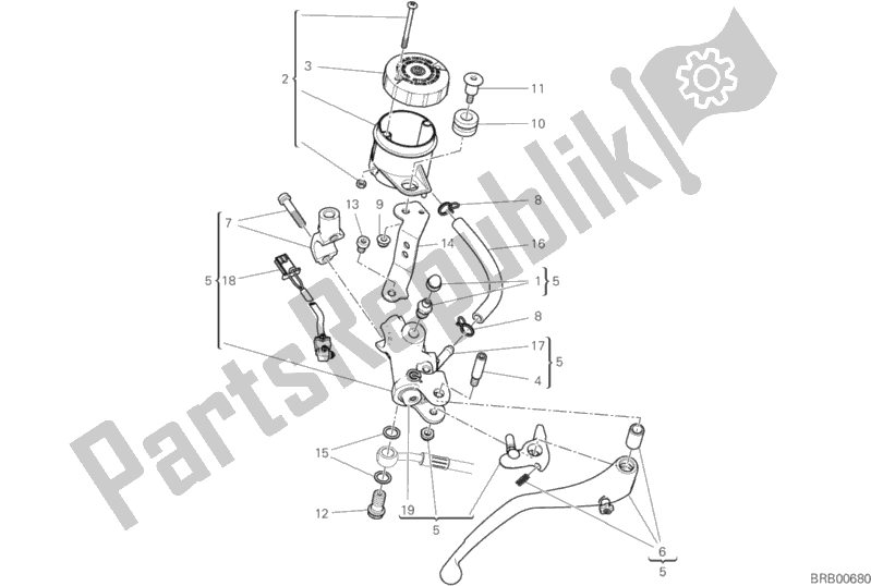 All parts for the Front Brake Pump of the Ducati Hypermotard 950 Thailand 2020